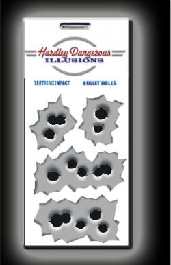 Hardley Dangerous Illusions, Falske kulehull maskingevær, klistremerker