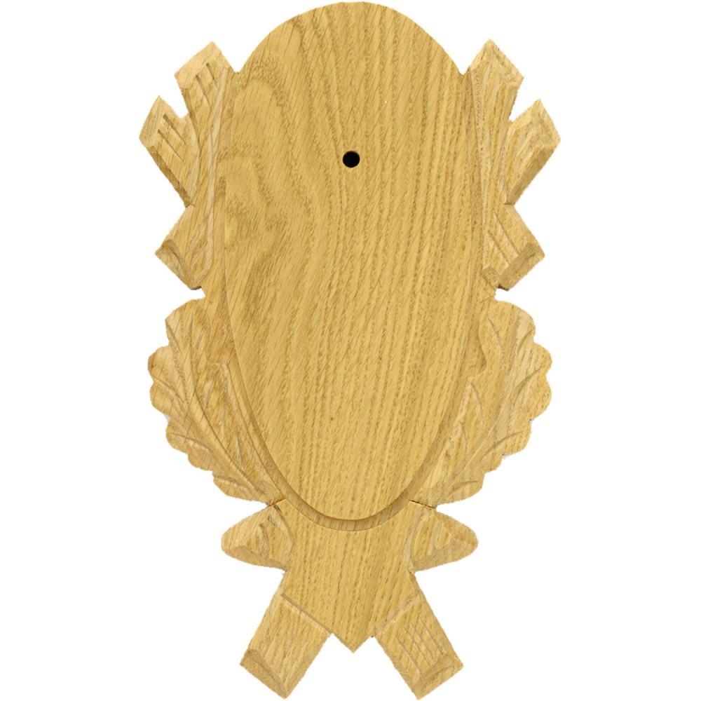 Eurohunt Oak Deer Trophy Plate 4 Carved - 17x9 cm Light