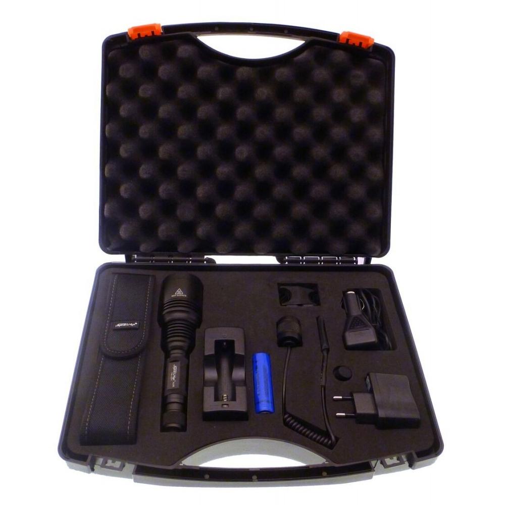 Oppladbar lommelykt på 500 lumen i solid oppbevaringskoffert!