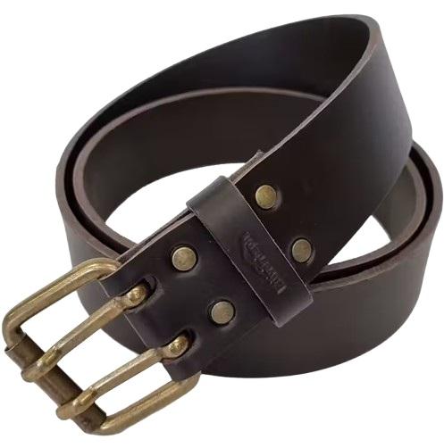 Edvardson håndlaget brunt lærbelte med dobbeltspenne 39mm