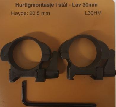 Extremhunt Hurtigmontasje i stål 30 mm for picatinny og weaverskinne
