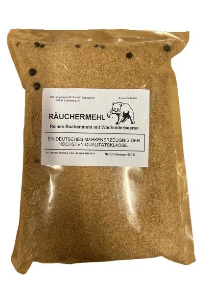 Røkemel av bøk med hele enebær 500 gram